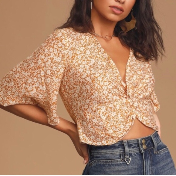 Sage Tops - NWT Sage the Label Wild Honey Floral Print Twist-Front Top